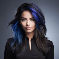 45 Gorgeous Hair Highlight Ideas for Every Base Shade Purple And Blue Hair Highlights Peekaboo Color, Dark Hair With Blue Highlights, Dark Hair Color Highlights, Styles For Dark Hair, Highlight Hair Ideas, Highlight Ideas, Hair Highlight, Highlights Ideas