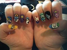 oh my glob, amazing!! Adventure Time. | 29 Examples Of Marvellously Geeky Nail Art Nerdy Nails, Christmas Nail Art, Cool Nail Art, Stiletto Nails, Love Nails, Swag Nails, Halloween Nails, Christmas Nails