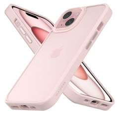 two pink iphone cases sitting next to each other