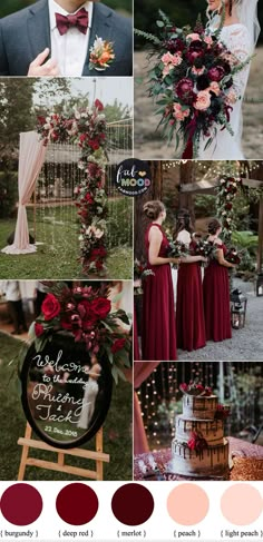 the wedding color scheme is red and pink