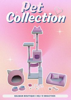 an advertisement for the pet collection with cat furniture