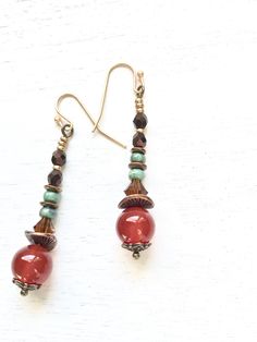 Long drop dangle brown earrings, handmade with Czech glass bead, Agate, Brown glass, copper spacers, gift for teachers, mothers gift, valentine gift Boho elegant drop earrings Earrings length is 2.3 inches Handmade in my home studio delicate long earrings. Free shipping with USPS, packed and protected in a gift box. Brown Teardrop Czech Glass Jewelry, Brown Czech Glass Teardrop Jewelry, Brown Czech Glass Beaded Drop Earrings, Brown Czech Glass Earrings With Dangling Beads, Nickel-free Brown Beaded Earrings With Czech Glass, Unique Brown Beaded Earrings As Gift, Unique Brown Beaded Earrings For Gift, Czech Glass Dangling Beads Drop Earrings, Czech Glass Drop Earrings With Dangling Beads