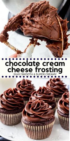 chocolate cream cheese frosting on top of cupcakes