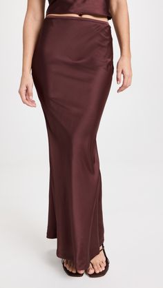 Fast Free Shipping & Free Returns on Lioness Hudson Satin Maxi Skirt at Shopbop. Shop new arrivals from Lioness at Shopbop.com Burgundy Outfit, Satin Maxi Skirt, Color Trends Fashion, Skirt Midi, Satin Maxi, Stretch Satin, Australian Fashion, China Fashion, Fashion Colours