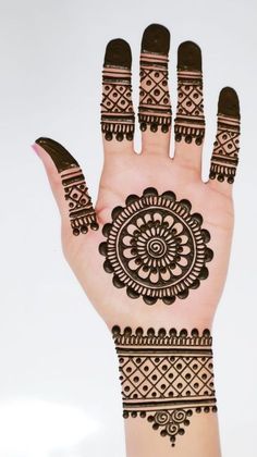 the hand is decorated with henna designs