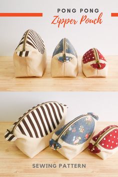 four zipper pouches with different patterns on them