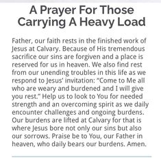 a prayer for those carrying a heavy load