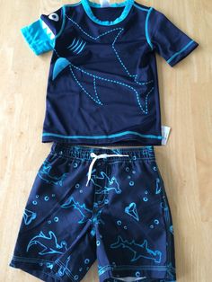 Gymboree Boy Rash Guard Shark Swim trunk Swimsuit Set 2T 3T Swim Shop NEW. Smoke Free and pet free. Gymboree boutique exclusive Summer Swimming Sets With Short Sleeves, Summer Swimwear With Short Sleeves For Playtime, Short Sleeve Swimwear For Beach Play, Shark Swimming, Cool Graphic Tees, Swim Shop, Swimsuit Set, Baby & Toddler Clothing, Rash Guard