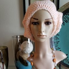 Original Designed Crochet Slouch Hat. Great For These Crisp Cold Days. Designed And Created By Darby Meads. Color: Orange And White Statement Necklace Also Available - See Site For Details. Spring Crochet Slouchy Hat, Slouchy Crochet Hat For The Beach, Cream Crochet Hat For Spring, One Size, Cream Crochet Hat One Size For Spring, Cream One Size Crochet Hat For Spring, Crochet Slouch Hat, Slouch Hat, Crochet Design, Custom Hats