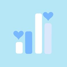 a blue and white bar graph with two hearts on the top, and one in the bottom