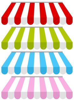 colorful striped awnings on white background royalty illustration