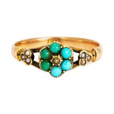 Rings Turquoise, Pearl Cluster Ring, Victorian Beauty, Seed Pearl Ring, Antique Turquoise, Pearl Fashion, Petite Ring, Kids Rings, Victorian Gold