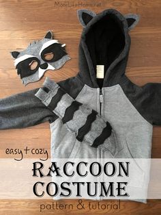 an easy to sew raccoon costume for toddlers and children with instructions