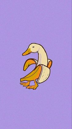 a cartoon duck floating in the air with two bananas