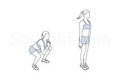 a woman is doing squats with her back to the camera, while another person stands behind her