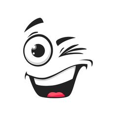 the face of an evil looking cartoon character with big eyes and red tongue, drawn in black and white