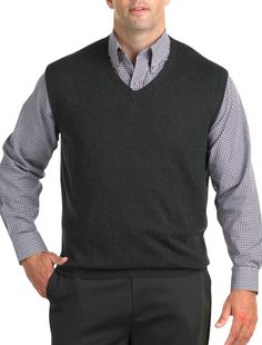 Pop some color with this lightweight layer. V-neck for layering ease, ribbed-knit trim. Cotton. Machine Wash; Imported Terry Robe, Mens Sport Coat, Men's Sweaters, Shirt Stays, Tall Guys, Mens Big And Tall, Big And Tall, Big & Tall, Relaxed Style