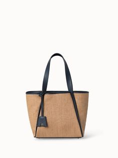 color:camel-marine|gallery Chic Summer Shoulder Bag With Leather Trim, Luxury Straw Tote Bag With Rolled Handles, Luxury Straw Bag With Rolled Handles For Daily Use, Chic Summer Bags With Leather Trim, Chic Bucket Bag With Leather Trim, Summer Shopping Bag With Leather Trim, Elegant Straw Bag With Double Leather Handles, Elegant Straw Tote Bag For On-the-go, Chic Rectangular Straw Bag With Leather Trim