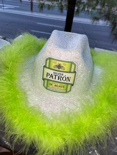 Glitter Cowgirl Hat - Patron Patron Bottle Costume, Liquor Themed Cowgirl Hats, Party Winter Mini Hat With Flat Brim, Trendy Mini Hats For Winter Parties, Winter Party Hat With Fun Style, Liquor Cowboy Hats, Alcohol Hats, Glitter Cowgirl Hat, Glitter Cowgirl