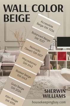 Wall Color Beige by Sherwin Williams Wall Color Beige, Accessible Beige Sw, Nomadic Desert, Basket Beige, Paint Color Trends, Wall Paint Color, Balanced Beige, Indoor Paint, Taupe Paint