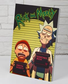 a card with an image of rick and mort on it