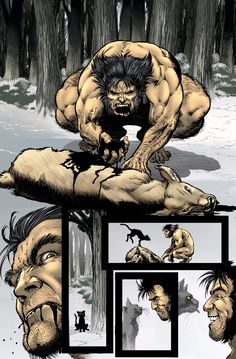 an image of a comic book page that is being read by the comics character wolverine