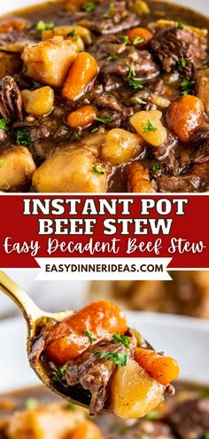 the instant pot beef stew is ready to be eaten