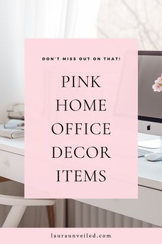 a pin that says in a large font Pink Home Office Decor Items Pink Office Accessories, Pink Theme Office, Female Office Decor Professional, Home Office Pink Accessories, Pink Office Decor Ideas, Pink Office Cubicle, Office Ideas Pink, Desk Decor Items