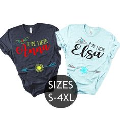 Disney Matching Shirts, I'm Her Elsa I'm Her Anna Shirts, Sister Matching Shirts, Women's Disney Shi Sister Matching Shirts, Disney Shirts For Women, Disney Matching Shirts, Plus Size Shirts For Women, Frozen Shirts, Disney Best Friends, Disney Couple Shirts, Elsa Shirt, Matching Disney Shirts