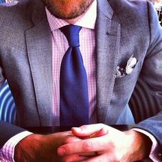 Your tie should always be darker than your dress shirt. | 27 Unspoken Suit Rules Every Man Should Know Mens Attire, Gray Suit, Dress For Success