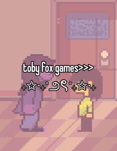 an image of a person standing in front of a door with the words, toy fox games