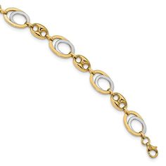 Leslie's 14k Two-tone Polished Fancy Link Bracelet Forevermark Diamonds, Gold Polish, Infinity Bracelet, Chain Lengths, Link Bracelets, Fashion Bracelets, Chain Bracelet, Two Tone, Gold Bracelet