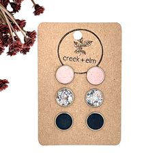 These studs are SO cool! They are small enough not to be distracting, but big enough that the little pop of color they add to your outfit is sure to make you stand out. Made from a variety of eco-friendly cork and vegan faux leather, you can be sure that your choices are making the world a better place. Details Stainless steel, hypoallergenic, nickel-free All earrings come in a set of 3 and will be the same size and same hardware you choose Faux Leather Stud Earrings, Leather Stud Earrings, Big Stud Earrings, Diy Leather Earrings, Shop Space, Stud Set, Blush Color, Stud Earrings Set, Leather Diy