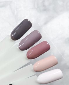 Dusty Nail Color, Winter Gradient Nails, Summer Skittle Nails, Light Maroon Nails, Fair Skin Nail Color, Soft Nail Colors, Winter Multicolor Nails, Professional Nails For Work Business, Nails Monochromatic