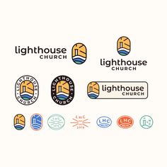 the logos for lighthouse church, which are designed in different colors and shapes with an image of