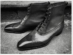 Men Fashion Black, Ankle High Boots, Laced Boots, Mens Dress Boots, Bespoke Shoes, High Ankle Boots, Leather Lace Up Boots, Leather Shoes Men, Male Fashion