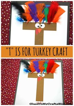 an easy craft for kids to make it's for turkey craft with feathers on the cross