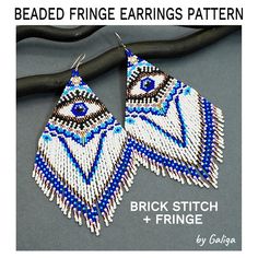 the beaded fringe earrings pattern is designed to look like an animal's head