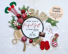 Christmas Pregnancy Announcement Digital, Baby Announcement Religious, Social Media Reveal, Editable Pregnancy Template, Holiday Baby Reveal by PearceAvenueDesigns on Etsy Expecting Twins, Expecting Parents, Multiplication For Kids, First Pregnancy, Busy Parents