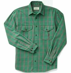 Item: Filson Vintage Wash Alaskan Guide Shirt "Limited Edition" Condition: NEW  Color: Green / Gray Product #: 20172102 Note: Pristine! Info: Introducing our new Vintage Wash Alaskan Guide Shirt, in colors pulled from the Filson archives and heavily washed. From the first day, this one feels and looks just like a favorite Filson shirt from the 1990s. Brushed on both sides for comfort, with a tight weave that blocks the wind and adds durability for another three decades of faithful service. Butto Mossy Oak Camo, The 1990s, Cotton Flannel, New Vintage, The Wind, First Day, Casual Button Down Shirts, Shirt Shop, Green And Grey