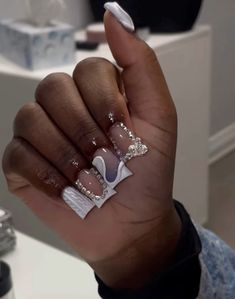 Acrylic Nails Designs, Short Acrylic Nails Designs, Short Acrylic, Classy Nails, Short Acrylic Nails, Rhinestone Nails, Ombre Nails, Nails Designs, Long Nails