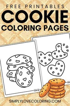 printable cookie coloring pages for kids to color with cookies and hearts on the side