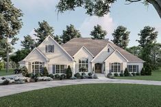 this is a computer rendering of the front elevation of these house plans for new homes