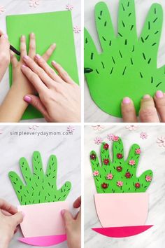 how to make a paper cactus craft for kids with pictures on the front and back