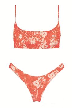 Floral print Scoop neckline Ruched detailing Crop top Back clasp fastening Adjustable shoulder straps Removable cups Floral Bathing Suit, Floral Bathing Suits, Women Swimwear, Two Piece Swimsuit, Womens Bathing Suits, Beach Wear, Bathing Suit, Womens Swimwear