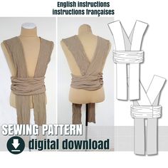 the sewing pattern shows how to make a wrap around mannequin