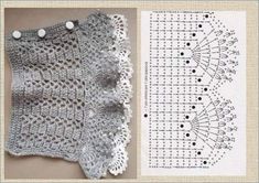 an image of crocheted shawl with buttons on it and the pattern next to it