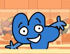 a cartoon character pointing at something in the air with one hand and two other hands