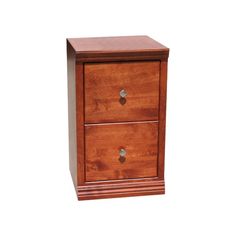 a small wooden cabinet with two drawers