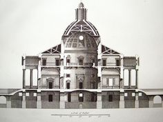 an architectural drawing of a large building